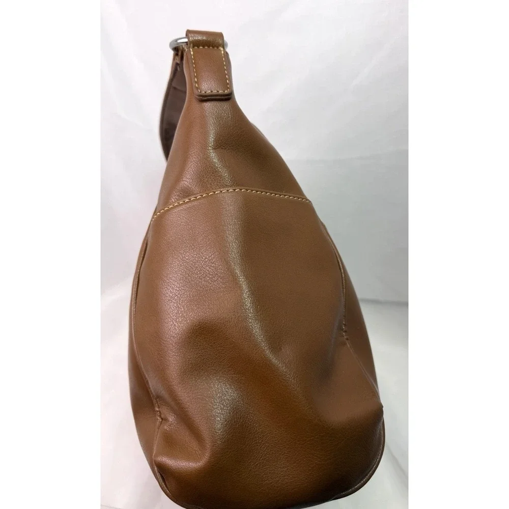 Koltov Brown Faux Leather Hobo Shoulder Bag Large Purse Multi Pocket Zip Top‎